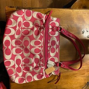 Coach Poppy large pink handbag.